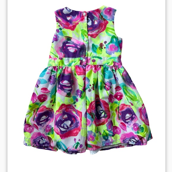 The Children’s Place Neon Floral Girls Party Dress Spring Flowers 3T Toddler - Picture 10 of 11